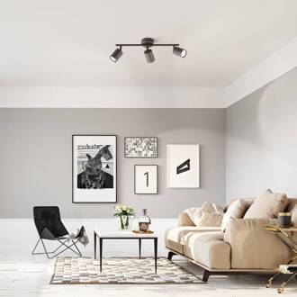 LED plafondspot Vano zwart, 3-lamps lang