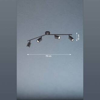 LED plafondspot Vano, zwart, 4-lamps