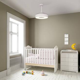 LED plafondventilator Coin Mini wit DC stil Ø 91 cm CCT wit, helder