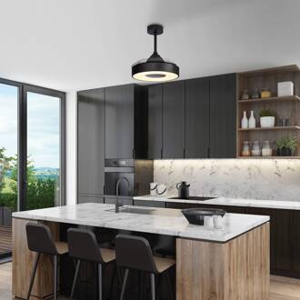 LED plafondventilator Coin Mini zwart DC stil Ø 91 cm CCT zwart, helder