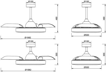LED plafondventilator Coin zwart DC-motor stil 106 cm CCT zwart, helder