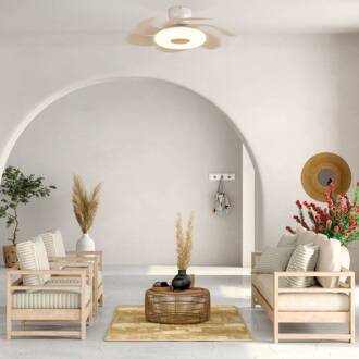 LED plafondventilator Flower hout DC-motor stil Ø 79 cm CCT hout, wit