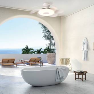 LED plafondventilator Flower wit DC-motor stil Ø 79 cm CCT