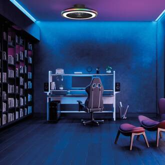 LED plafondventilator Gamer zwart DC stil Ø 47 cm CCT RGB