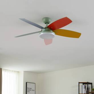 LED plafondventilator Jonte, hout, DC, stil, Ø 106 cm groen, rood, blauw, roze, oranje