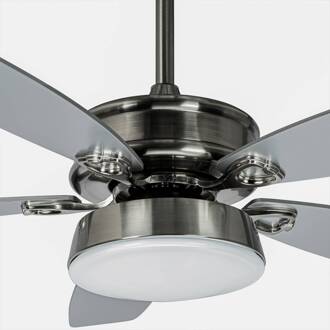 LED plafondventilator Kuvio, DC, stil, Ø 120 cm, CCT nikkel, zilver, matzwart
