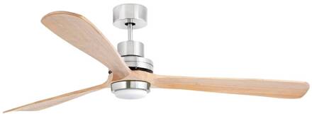 LED plafondventilator Lantau-G, dennenhout nikkel mat, lichtbruin, wit