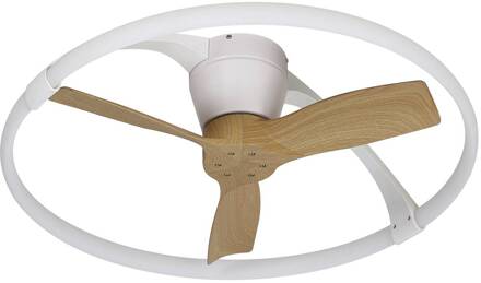 LED plafondventilator Nepal Mini, app, wit/beuk wit, beuken