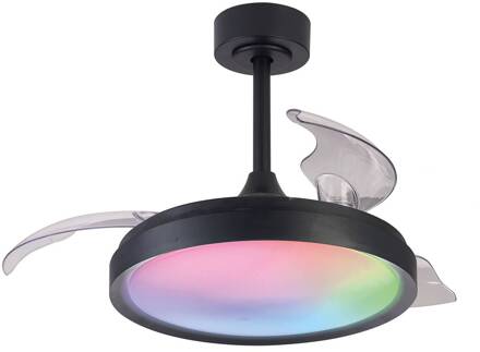 LED plafondventilator Siberia Mini zwart stil 91 cm CCT RGB zwart, helder