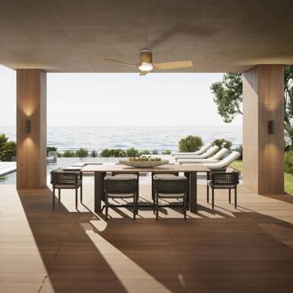 LED plafondventilator Ushuaia hout DC stil Ø 134 cm CCT hout, wit