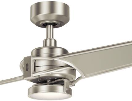 LED plafondventilator Xety, nikkel/crème nikkel geborsteld, crème