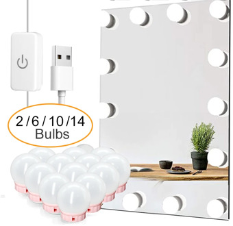 LED Professional Makeup Mirror Light Full Backlit Mirror USB Table Mirror with Light 6 10 14Bulbs Hollywood Vanity Lights