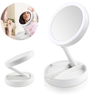 LED Professionele Verlichte Make-Up Spiegels Vergrootglas Make-Up Spiegel Schoonheid Stand Dubbele Kant Met LED Licht Cosmetische