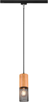LED Railverlichting - Hanglamp - Trion Dual Yosh - 2 Fase - E27 Fitting - Rond - Mat Zwart - Aluminium