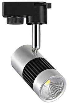 LED Railverlichting - Track Spot - 13W 1 Fase - Rond - Natuurlijk Wit 4200K - Mat Zwart/Zilver Aluminium