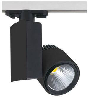 LED Railverlichting - Track Spot - 40W 1 Fase - Rond/Rechthoek - Natuurlijk Wit 4200K - Mat Zwart Aluminium