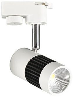 LED Railverlichting - Track Spot - 8W 1 Fase - Rond - Natuurlijk Wit 4200K - Mat Zwart/Wit Aluminium