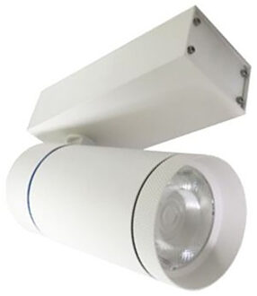 LED Railverlichting - Track Spot - Facto - 30W 3 Fase - Rond - Natuurlijk Wit 4000K - Mat Wit Aluminium