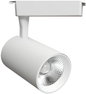 LED Railverlichting - Track Spot - Facto Pirma - 30W High Lumen - 1 Fase - Warm Wit 3000K - Mat Wit - Aluminium