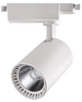 LED Railverlichting - Track Spot - Lion - 10W - 1 Fase - Rond - Natuurlijk Wit 4200K - Mat Wit - Aluminium
