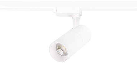 LED Railverlichting - Track Spot - Prixa Pina - 1 Fase - 20W - Helder/Koud Wit 6500K - Mat Wit - Rond - Aluminium