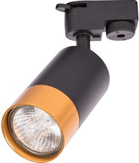LED Railverlichting - Track Spot - Prixa Trin - GU10 Fitting - 1 Fase - Rond - Zwart/Goud - Aluminium