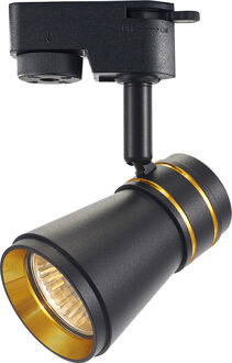 LED Railverlichting - Track Spot - Prixa Tron - GU10 Fitting - 1 Fase - Rond - Zwart/Goud - Aluminium
