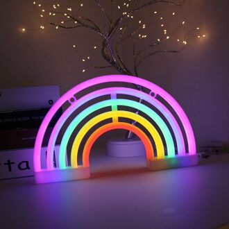 Led Regenboog Neon Sign Nachtlampje Regenboog Decor Neon Lampen Verjaardagsfeestje Woonkamer Party Muur Decor Voor Meisjes Slaapkamer