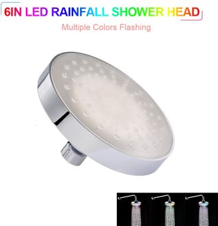 Led Regendouche 6Inch Ronde Douchekop Rgb/Meerdere Kleuren Automatisch Kleur Veranderende Douchekop Voor Badkamer Multiple kleuren
