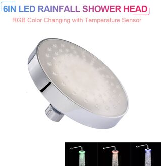 Led Regendouche 6Inch Ronde Douchekop Rgb/Meerdere Kleuren Automatisch Kleur Veranderende Douchekop Voor Badkamer RGB kleur