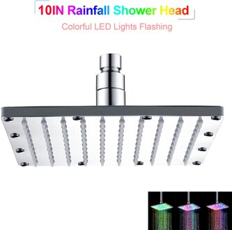 Led Regendouche Vierkante Douchekop Rgb/Kleurrijke Automatische Zwaailichten Douchekop Badkamer Accessoires 8/10/12 Inch Multiple kleuren / 10 duim