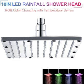 Led Regendouche Vierkante Douchekop Rgb/Kleurrijke Automatische Zwaailichten Douchekop Badkamer Accessoires 8/10/12 Inch RGB kleur / 12 duim