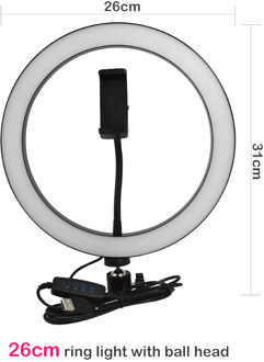 Led Ring Licht 10 Inch 5600K Licht Lamp Dimbare Fotografie Studio Telefoon Video Met 150 Cm Statief Selfie Stok & Usb Plug Voor Canon enkel en alleen 26cm ring licht