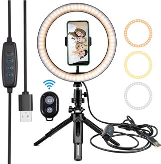 Led Ring Licht 10Inch Dimbare Selfie Lamp Met Statief Fotografie Telefoon Licht Voor Make Video Live Aro De luz Para Celular 2