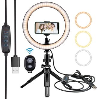 Led Ring Licht 10Inch Dimbare Selfie Lamp Met Statief Fotografie Telefoon Licht Voor Make Video Live Aro De luz Para Celular