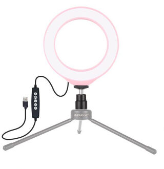 Led Ring Licht Studio Foto Video Dimbare Lamp Statief Stand Led Licht Invullen Camera Selfie Telefoon 12cm roze 02