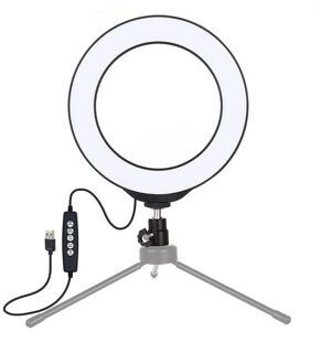Led Ring Licht Studio Foto Video Dimbare Lamp Statief Stand Led Licht Invullen Camera Selfie Telefoon 16cm zwart 02