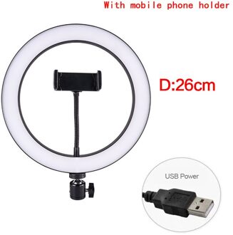 LED Ring Light Dimmable 5500K Lamp Photography Camera Photo Studio Phone Video Ring Lights Camera No Tripod 26cm