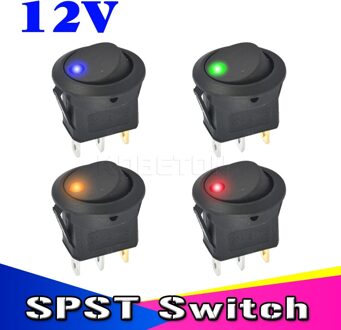 LED Ronde Schakelaar Praktische Dot Licht 12 v Car Auto Boot Ronde Rocker ON/OFF SPST Schakelaar met 4 kleuren Feitong 5 stks/partij geel