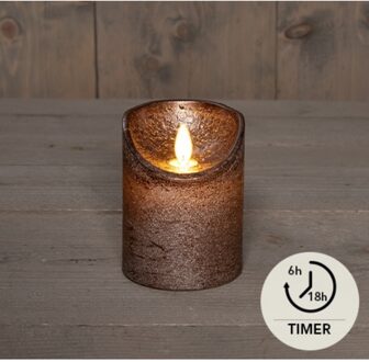 LED Rustiek stompkaars brons 7,5x10cm bruin