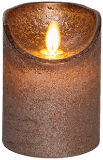 LED Rustiek stompkaars brons 7,5x10cm bruin