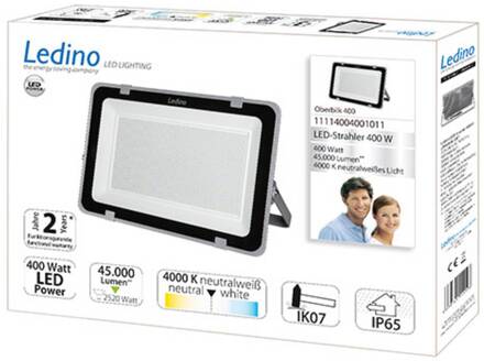 LED schijnwerper Oberbilk, 4.000K, 400W zilver, zwart, transparant