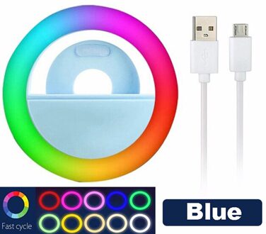 Led Selfie Ring Clip Draagbare Usb Opladen Led Selfie Ring Vullen Licht Geschikt Voor Alle Mobiele Telefoons En Tabletten Blauw