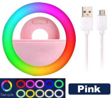 Led Selfie Ring Clip Draagbare Usb Opladen Led Selfie Ring Vullen Licht Geschikt Voor Alle Mobiele Telefoons En Tabletten Roze