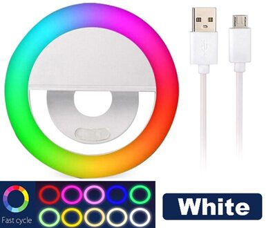 Led Selfie Ring Clip Draagbare Usb Opladen Led Selfie Ring Vullen Licht Geschikt Voor Alle Mobiele Telefoons En Tabletten wit