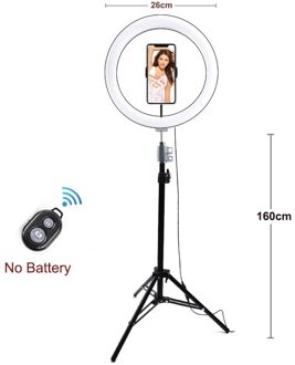 Led Selfie Ring Licht Invullen 10 Inch/26 Cm Dimbare Telefoon Camera Ring Lamp Met 160 Cm Stand Statief voor Make Video Live Studio Vk 26cm en 160cmtripod