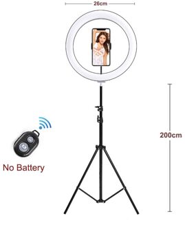 Led Selfie Ring Licht Invullen 10 Inch/26 Cm Dimbare Telefoon Camera Ring Lamp Met 160 Cm Stand Statief voor Make Video Live Studio Vk 26cm en 200cmtripod
