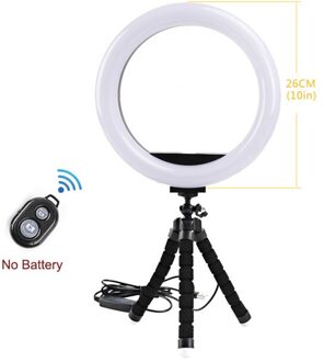 Led Selfie Ring Licht Invullen 10 Inch/26 Cm Dimbare Telefoon Camera Ring Lamp Met 160 Cm Stand Statief voor Make Video Live Studio Vk 26cm en mini statief
