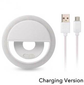 Led Selfie Ring Licht Licht Invullen Mobiele Usb Charge Telefoon Knippert Lens Lichtgevende Lampen Clip Ringen Licht Voor Iphone Xiaomi huawei wit