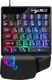Led Single-Handed Backlit Toetsenbord Muis Set 35 Keys Mini Usb Bedraad Toetsenbord Een Hand Draagbare Mini Gaming toetsenbord